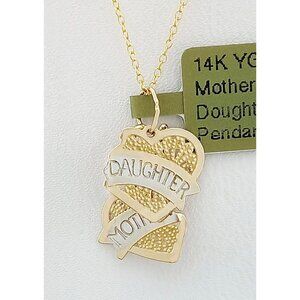 Mother & Daughter Pendant 14k Solid Yellow Gold